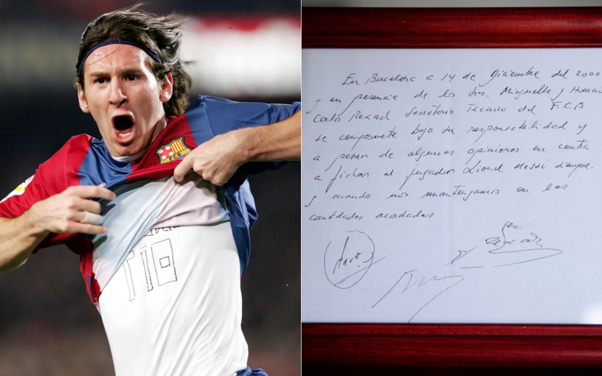 Servilleta con la que el Barça fichó a Messi se vende por casi un millón de dólares