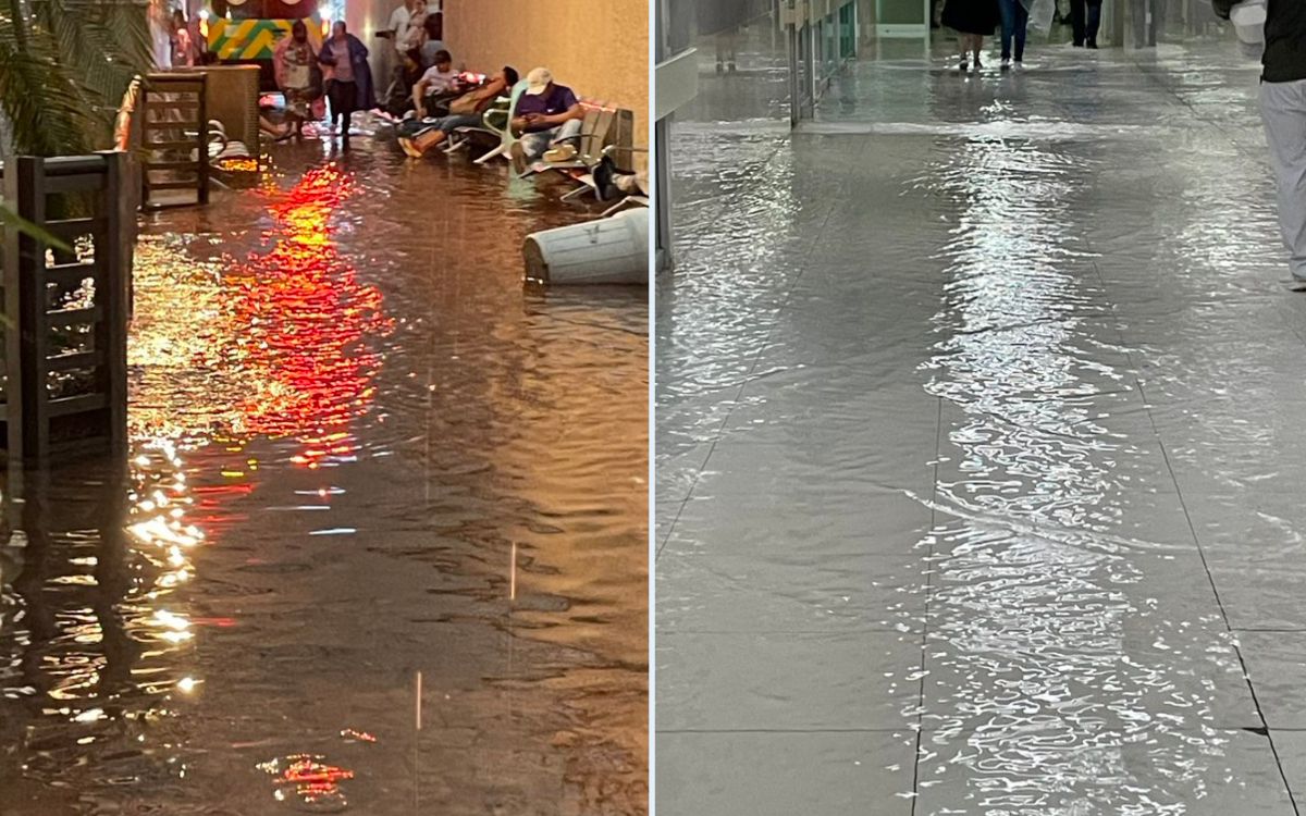 Hospital del IMSS sufrió inundaciones por lluvia intensa en Mérida | Video