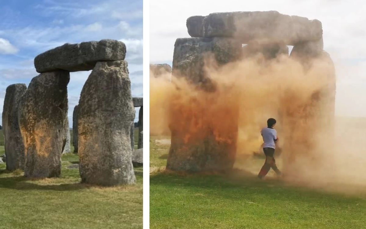 Video | Activistas ambientales rocían pintura en Stonehenge