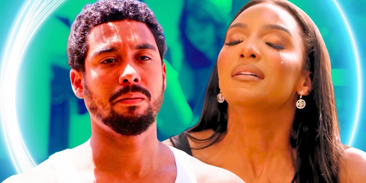 image of Pedro looking shady with a crying chantel in the background