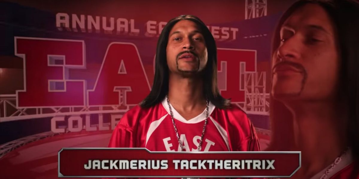 Keegan-Michael Key dressed as fake football player Jackmerius Tacktherittix in Key & Peele