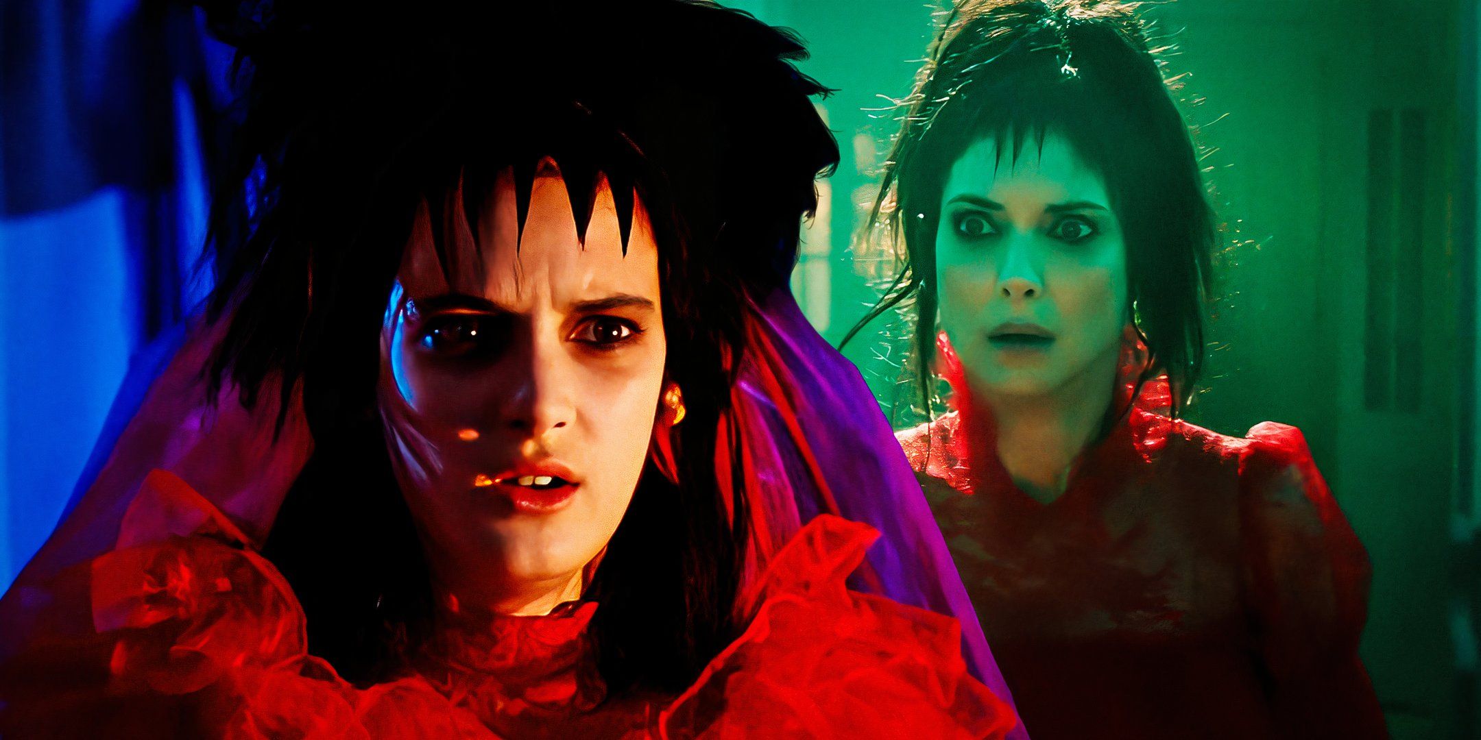 Por qué los vestidos de novia de Lydia Deetz son rojos en ambas películas de Beetlejuice