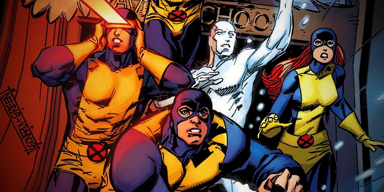 El equipo fundador original de X-Men en el arte de Marvel Comics