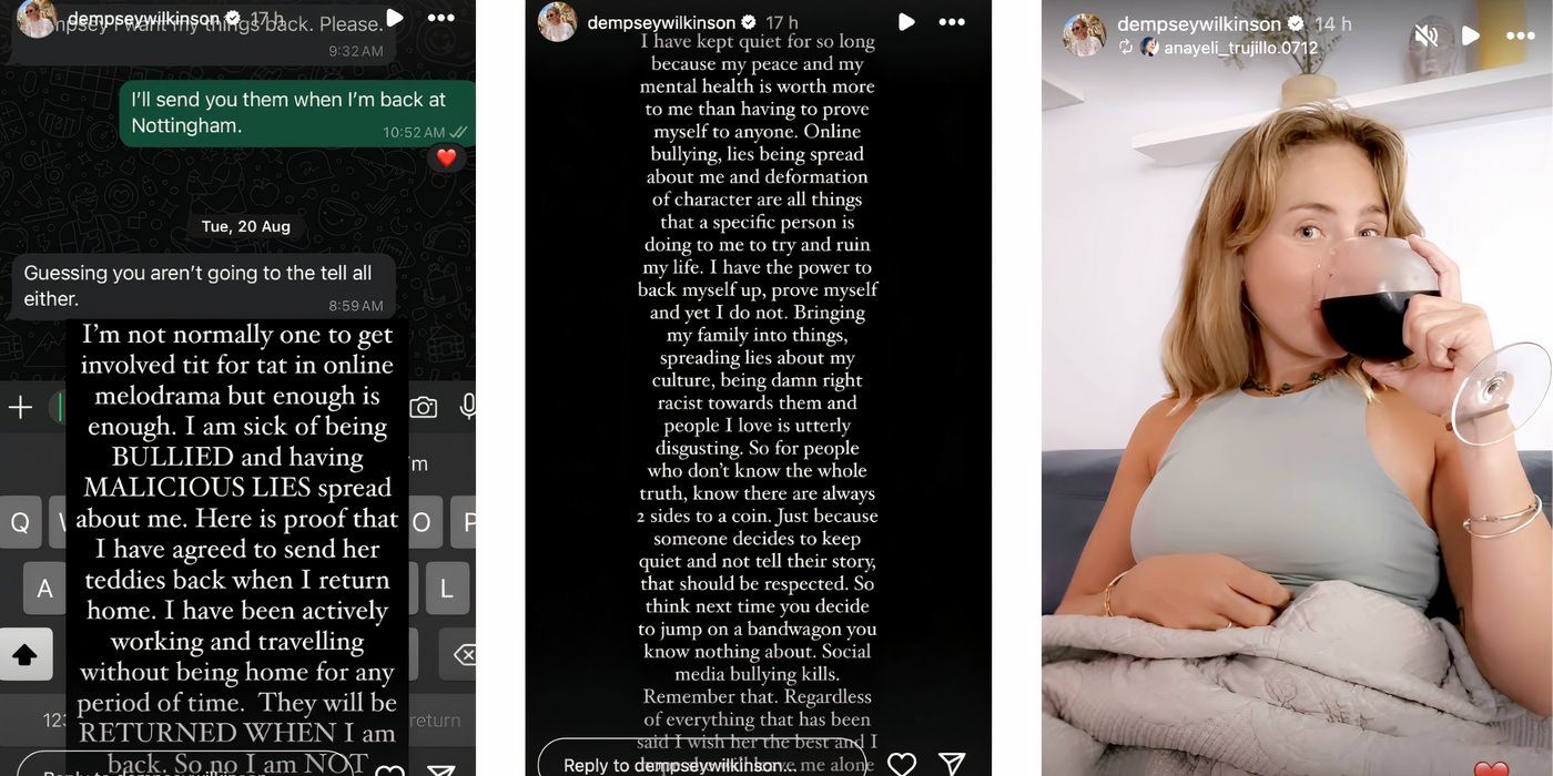 Dempsey Wilkinson en Prometido de 90 días en historias de instagram sobre los peluches de Statler