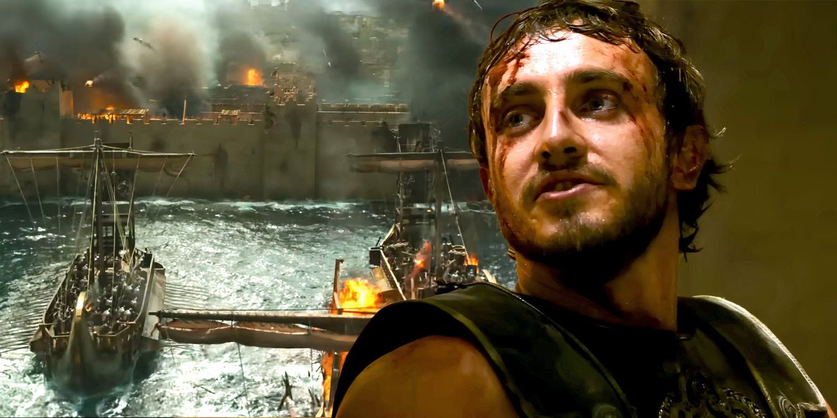La batalla naval de Gladiator 2 tiene un detalle incorrecto sobre los tiburones, dice un historiador