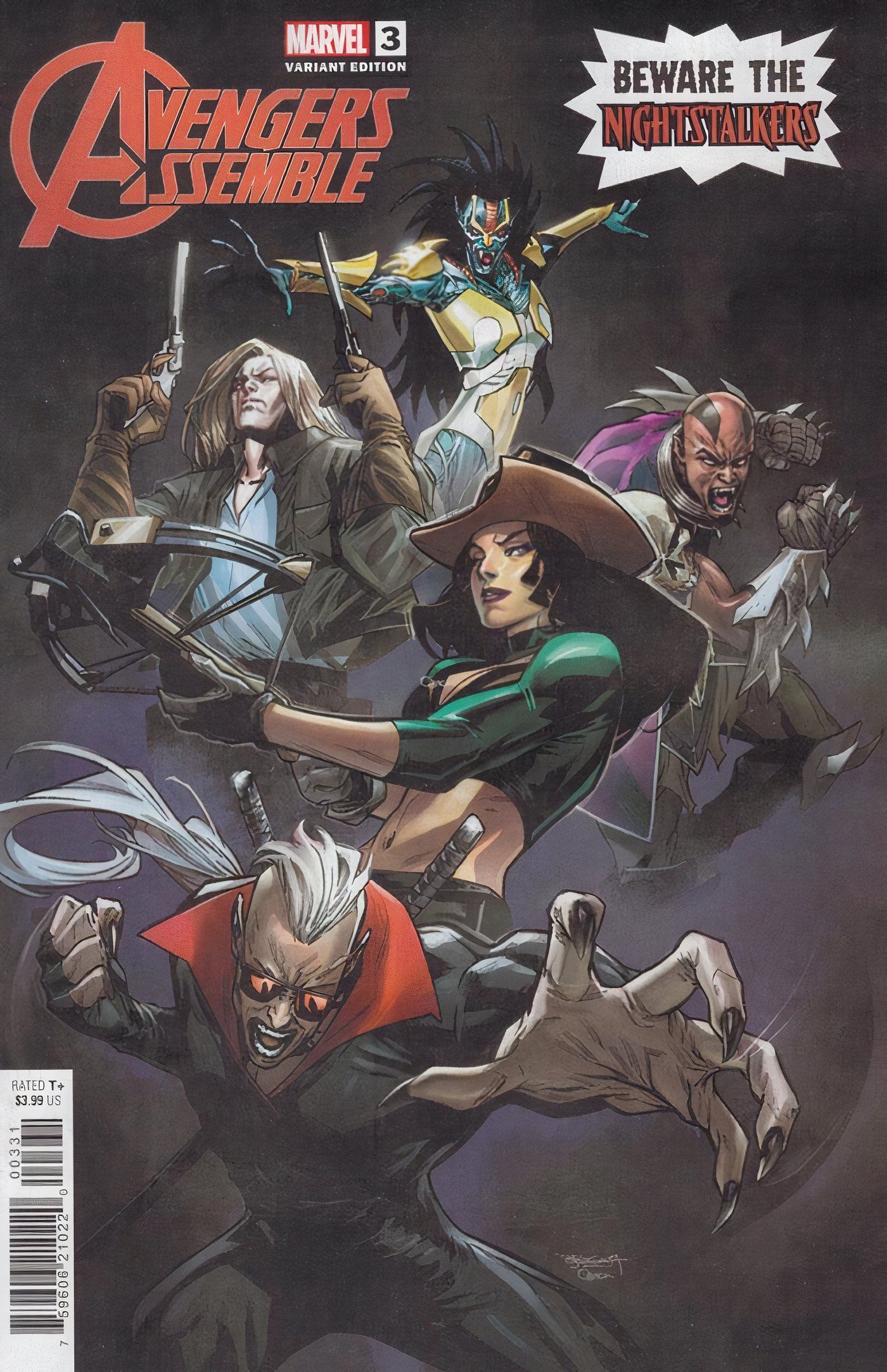 El grupo Nightstalkers cazadores de vampiros en una portada variante de Avengers Assemble #3