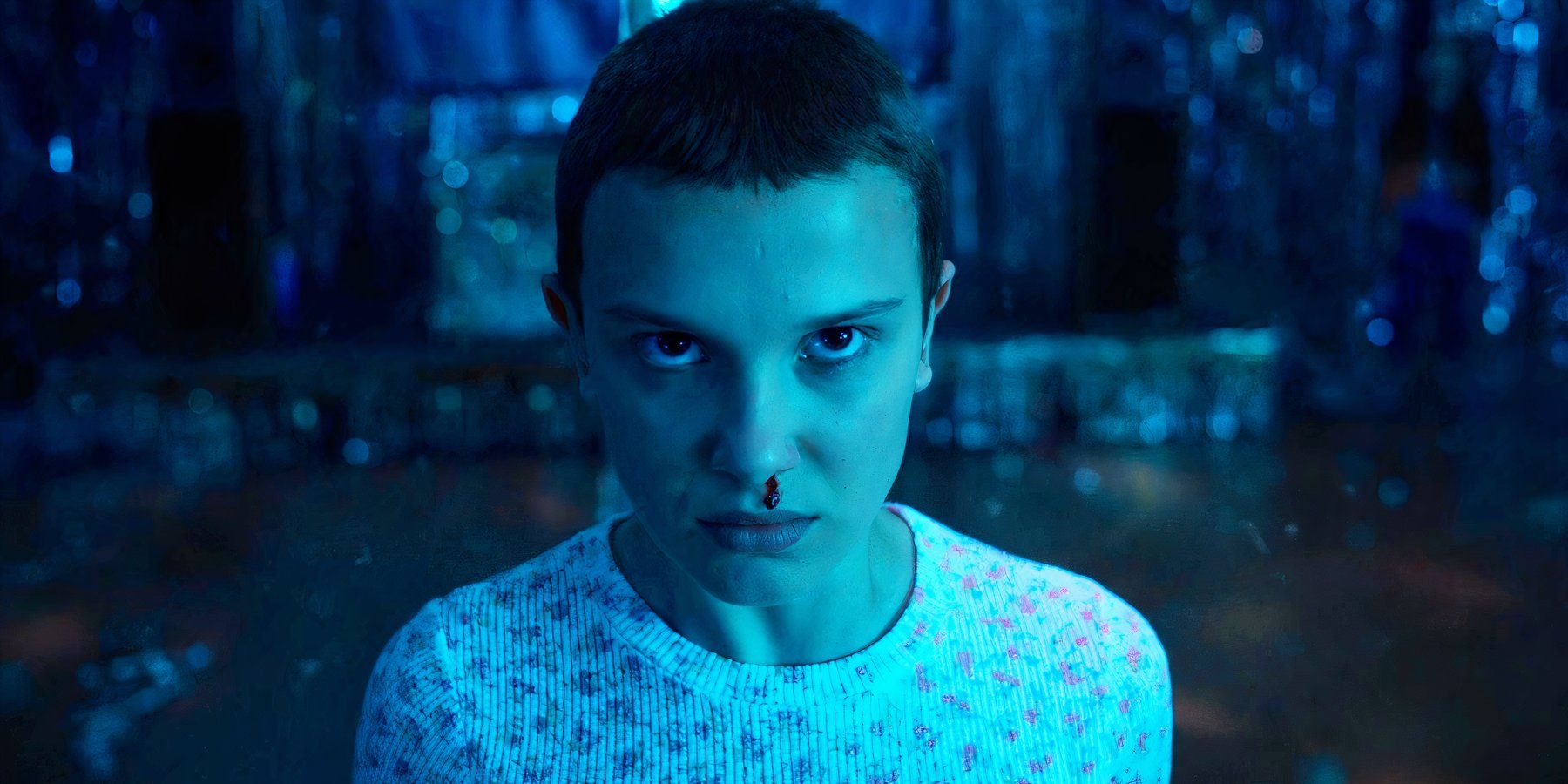 Milly Bobby Brown como Eleven luce decidida con la nariz ensangrentada en la temporada 4 de Stranger Things