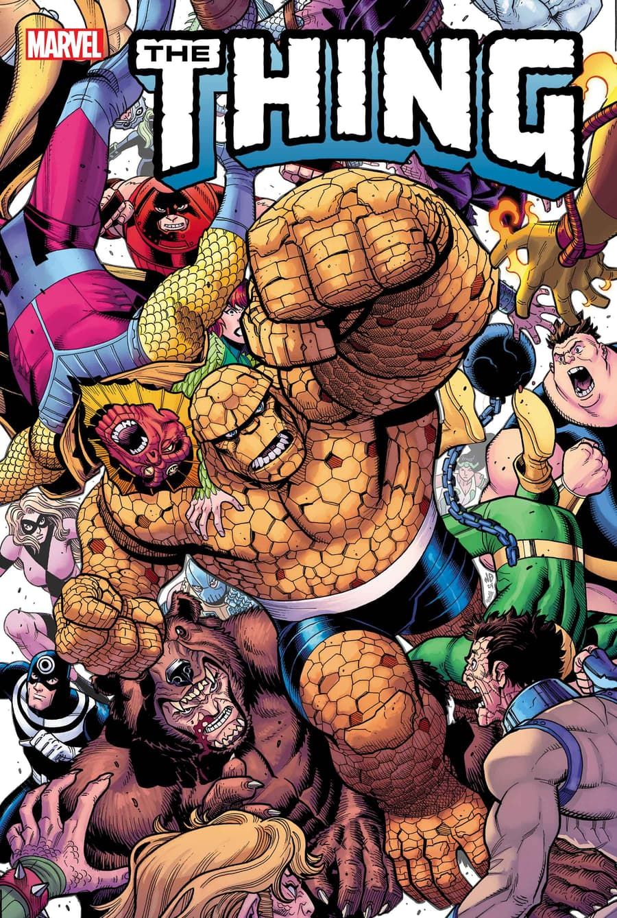 The Thing lucha contra varios supervillanos de Marvel en la portada de The Thing (2025) #1