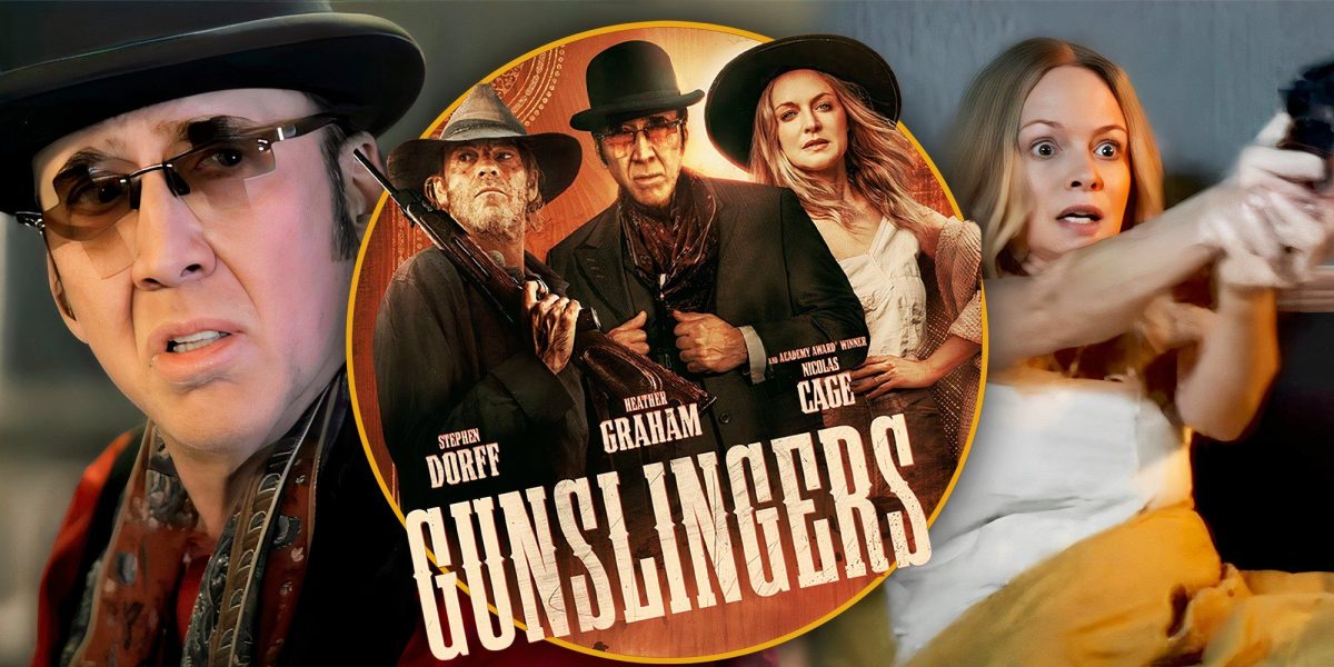 Nicolas Cage Rocks Gafas de sol en forma de crucifijo en el arte clave para el nuevo Gunslinger Western Gunslinger