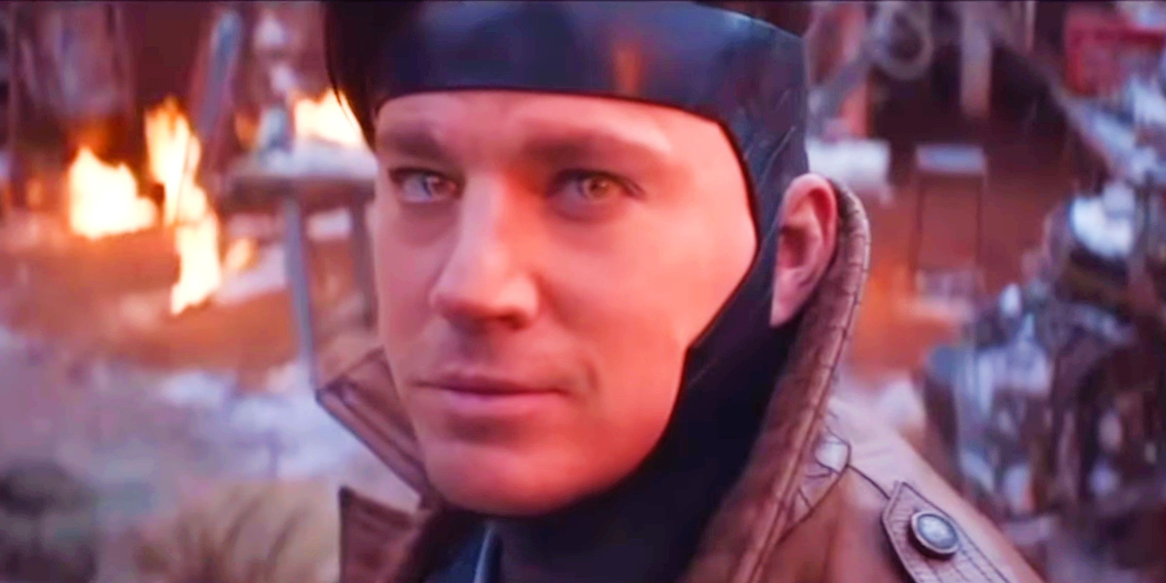 Channing Tatum como Gambit en el vacío con MCU Portal reflejado en su ojo en la escena de Deadpool & Wolverine