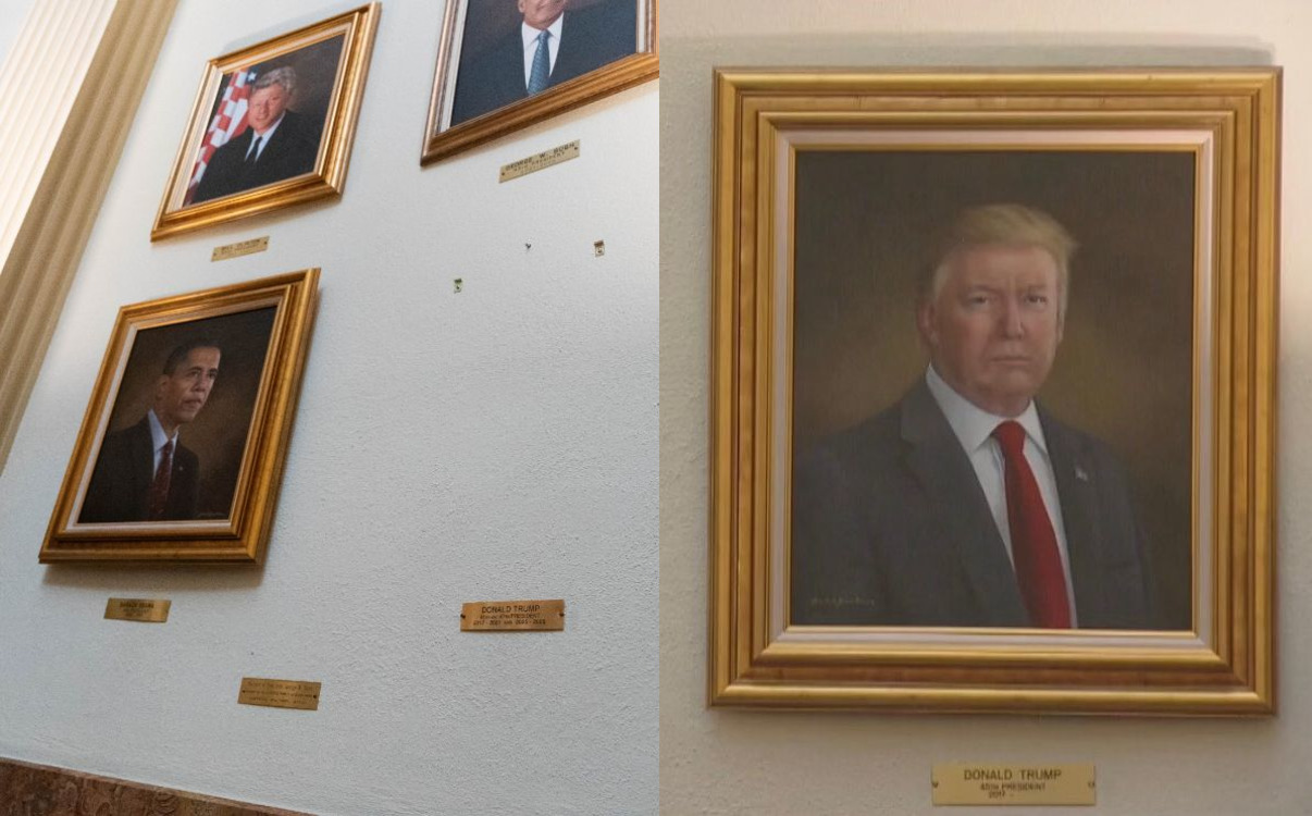 Trump reclama que su retrato no se ve tan bien como el de Obama y ordena retirarlo
