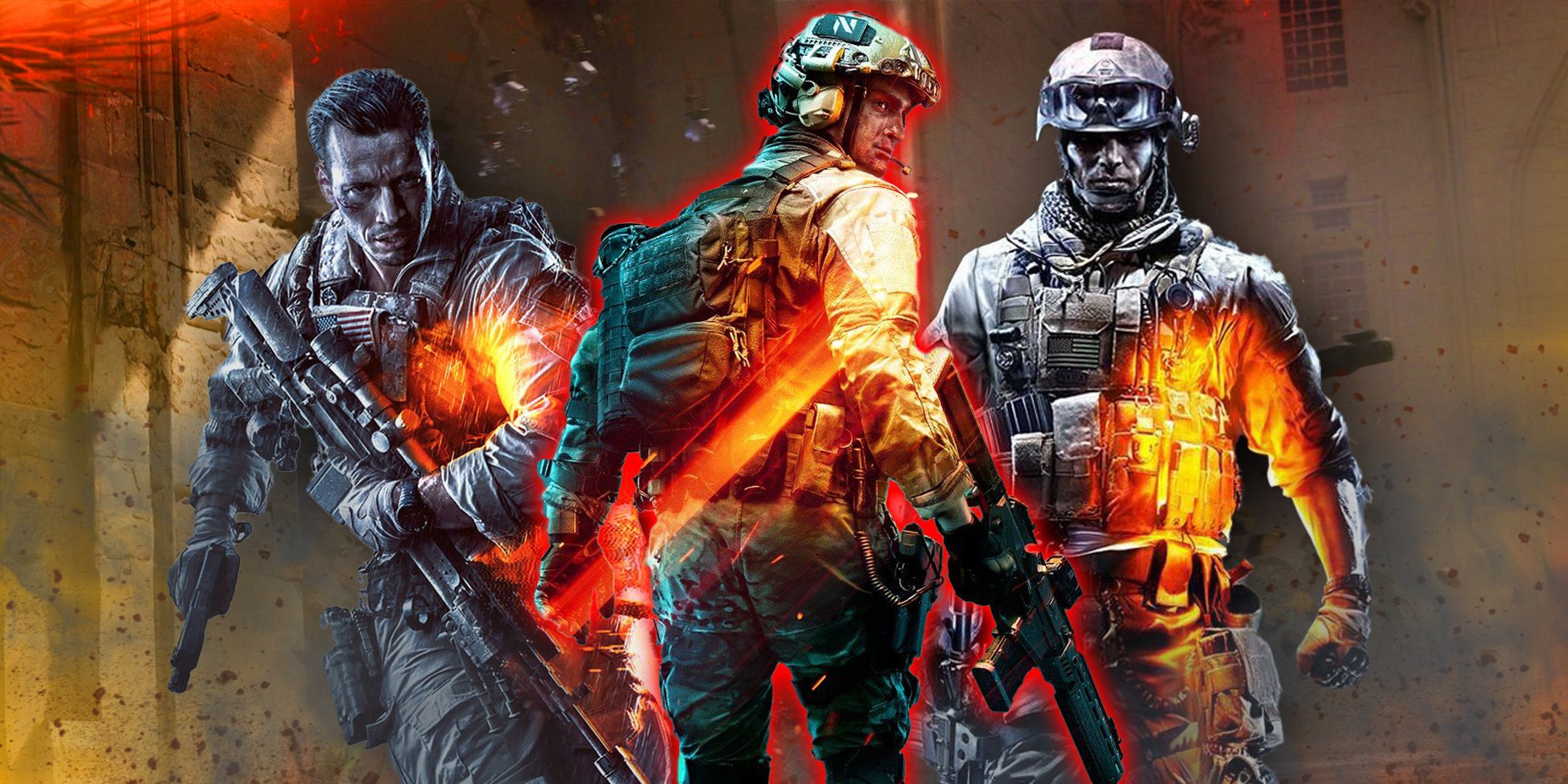 Personaje de campo de batalla junto a Battlefield 4 y 3 protgaonistas