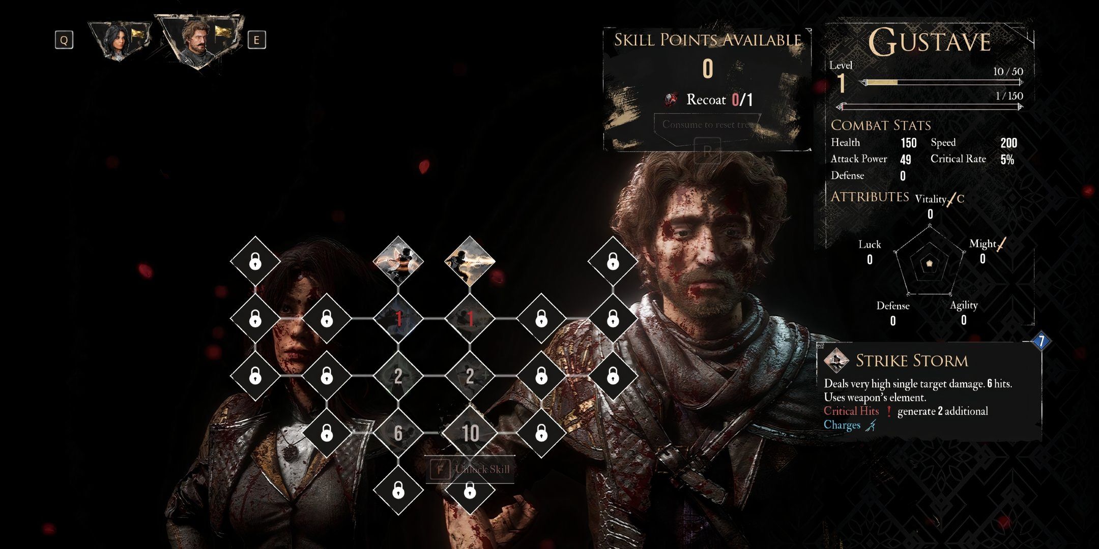 Clair Obscur Gustave Skill Árbol