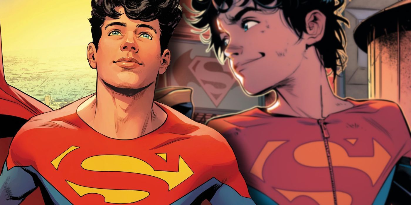 Arte de cómics: Jon Kent como Superboy y Superman