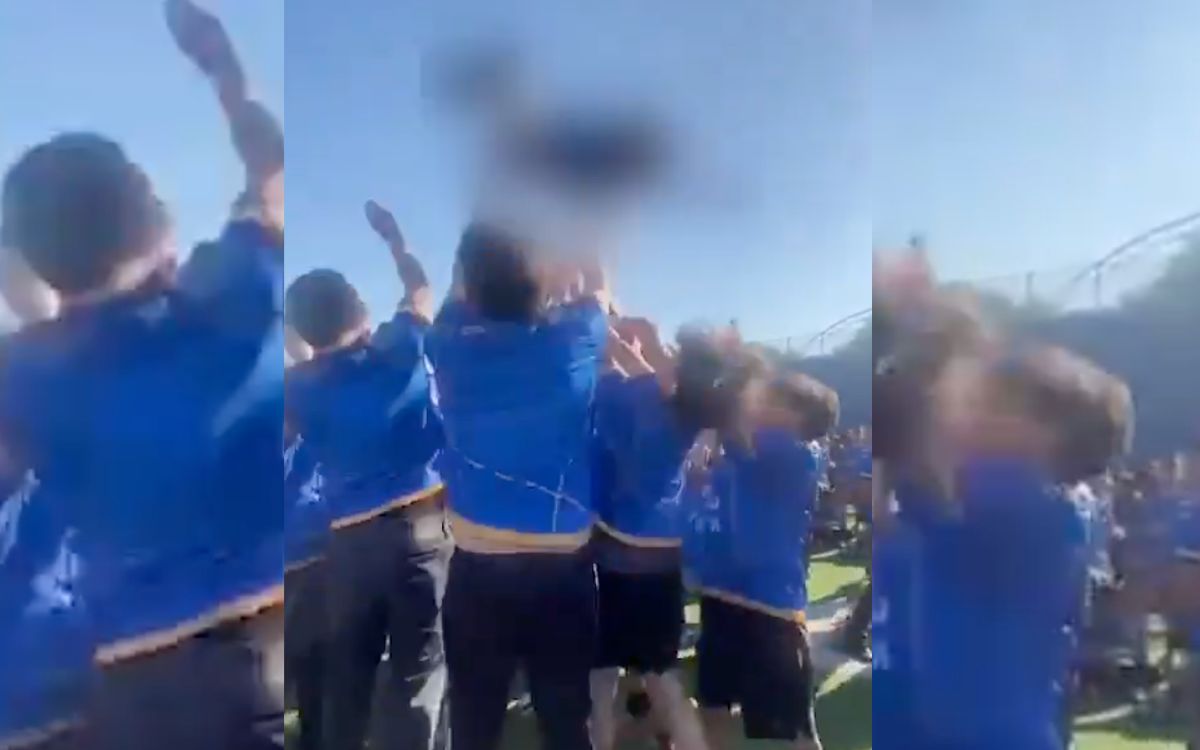 Estudiante lesionado en evento de la UANL; compañeros lo lanzan y dejan caer