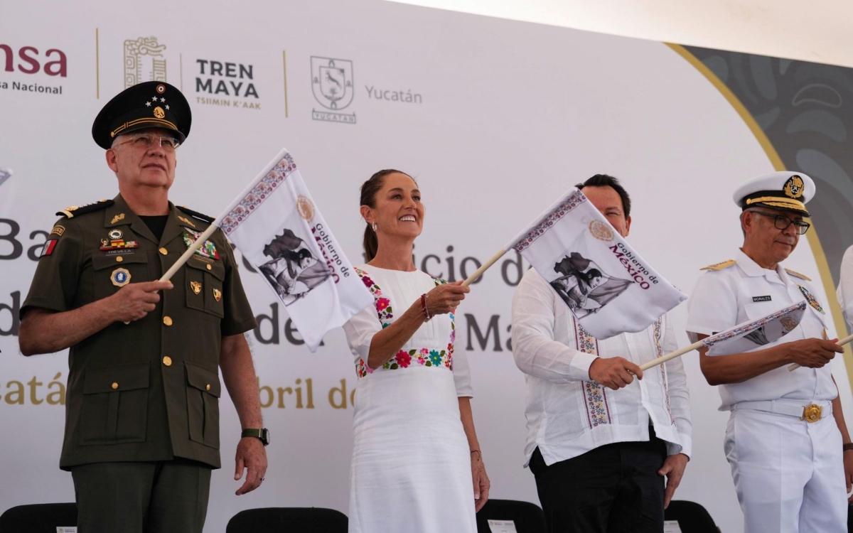 Sheinbaum da banderazo a obras de servicio de carga del Tren Maya