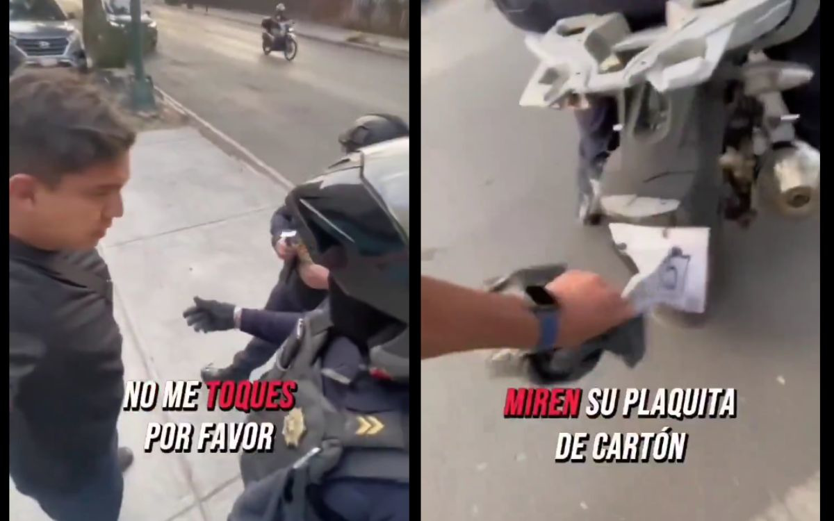 Suspenden a policías de CDMX con placa falsa y número de unidad cubierto | Video