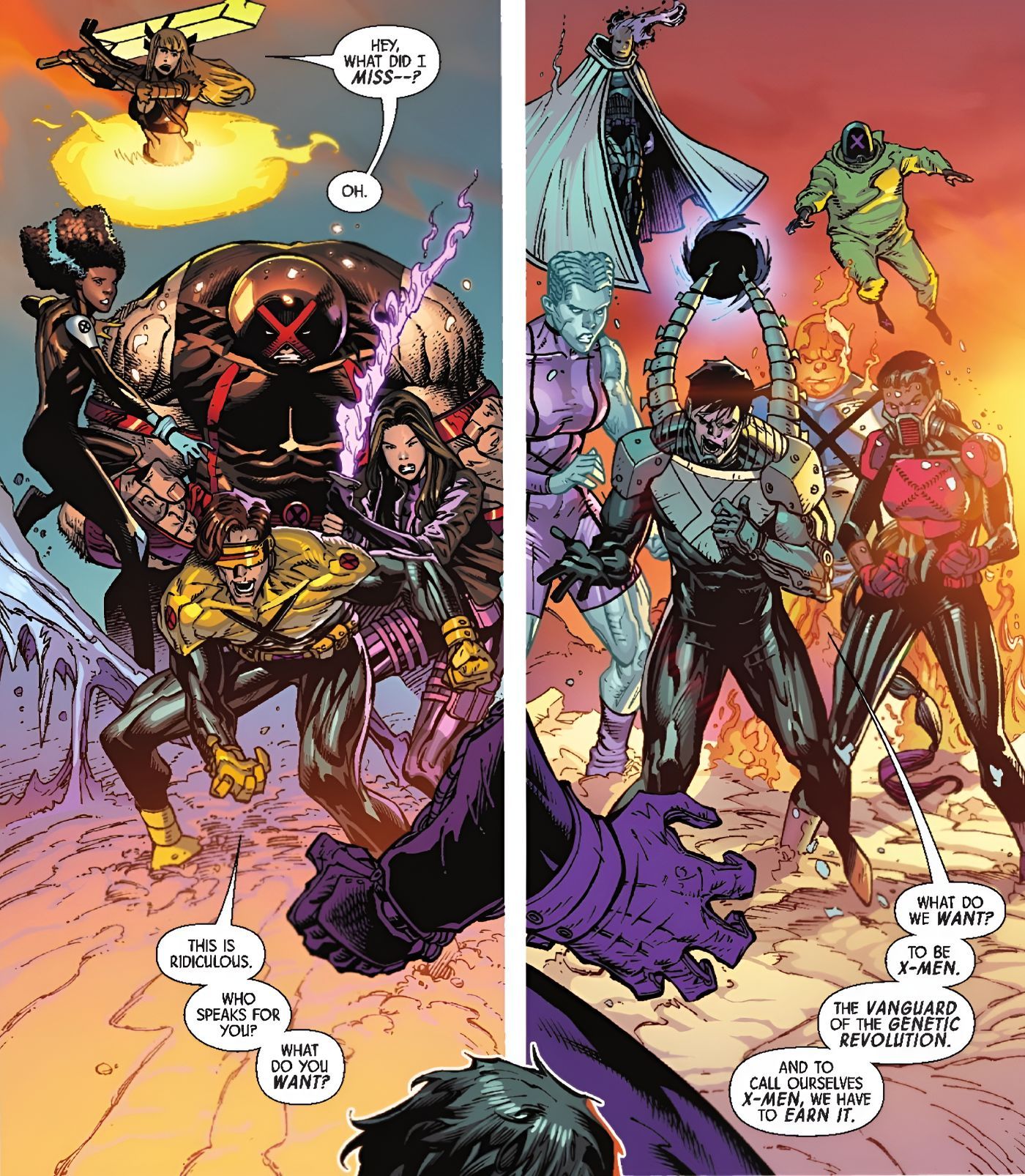 Los X-Men y los 3k X-Men se encuentran de lado a lado