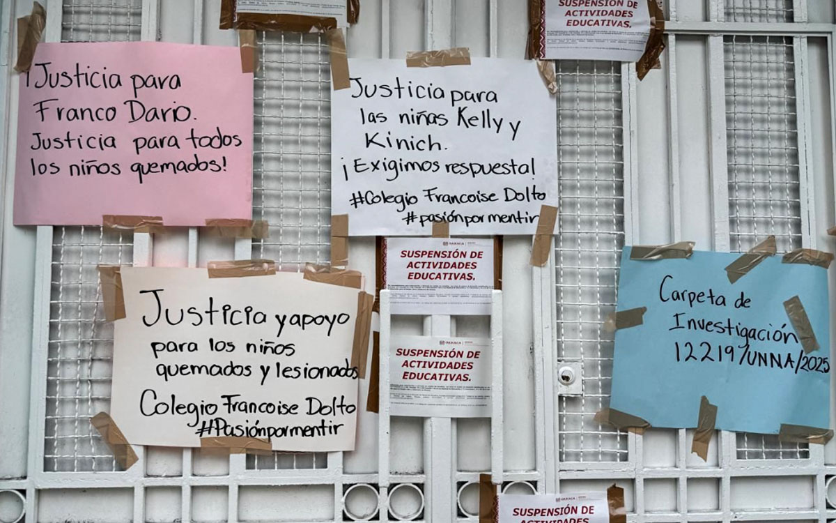 Fiscalía de Oaxaca asegura colegio tras quemaduras de estudiantes en campamento