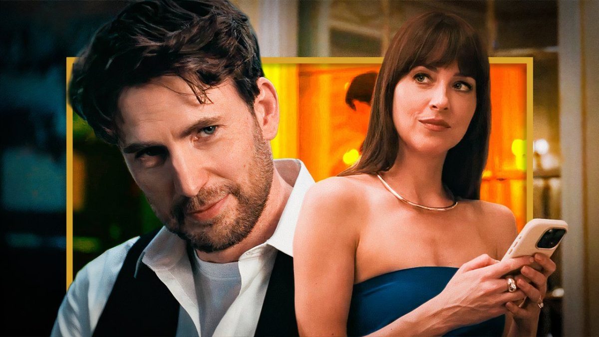 Chris Evans y Dakota Johnson diseccionan momentos importantes de sus materialistas Love Triangle with Pedro Pascal