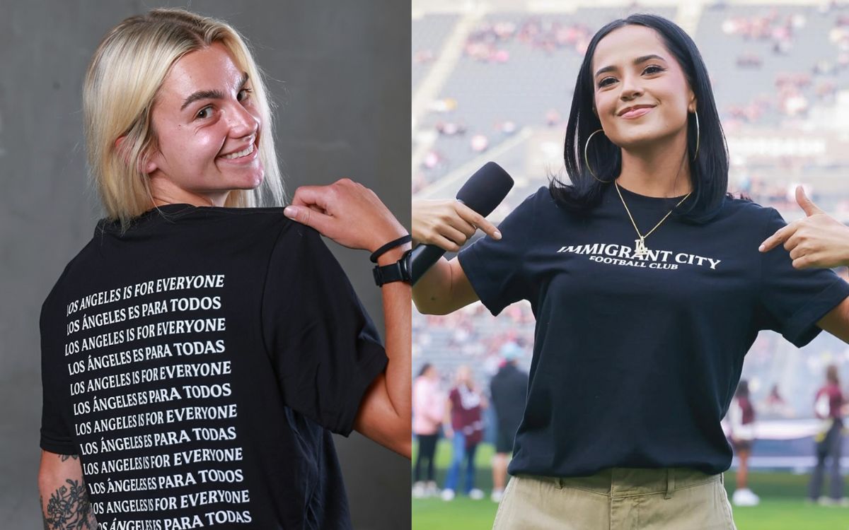 Angel City, equipo femenil de EU, lanza una camiseta renombrada como ‘Immigrant City’ en apoyo a las protestas migrantes
