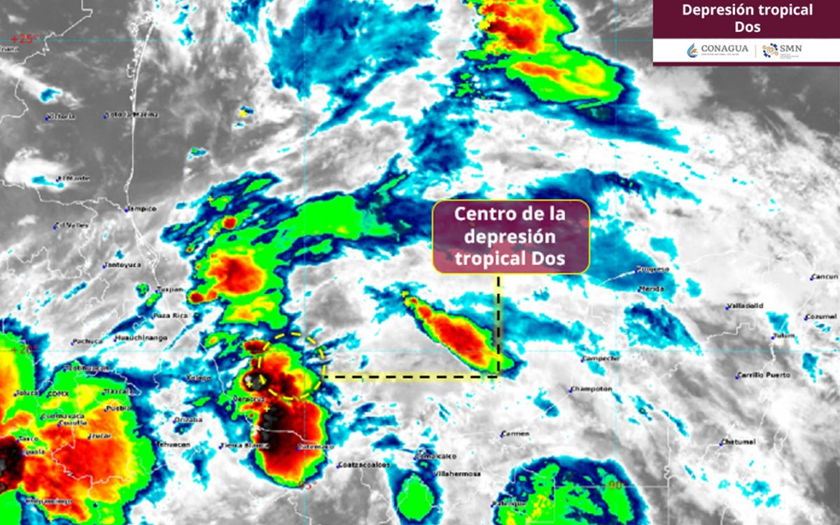 Depresión Tropical Dos avanza con lluvias intensas y vientos fuertes en el sureste