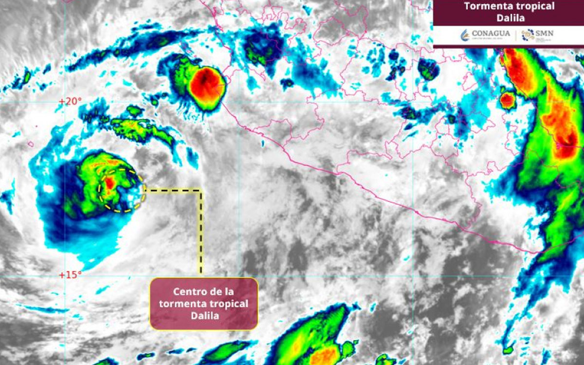 Tormenta tropical Dalila mantiene lluvias intensas y fuerte oleaje en el Pacífico
