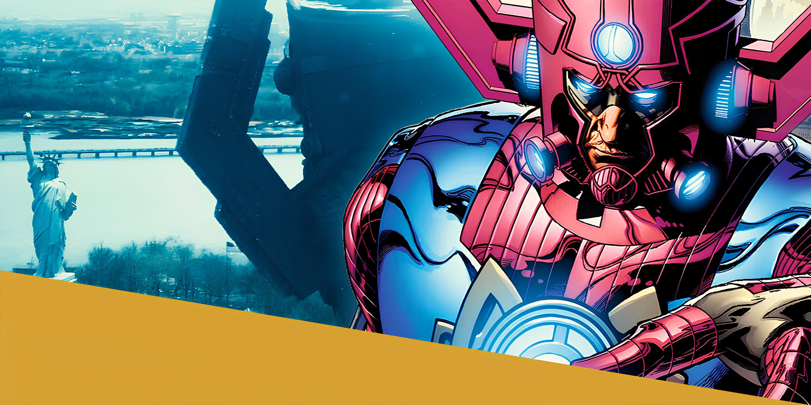 Galactus en Marvel Comics al lado del personaje en Fantastic Four First Steps