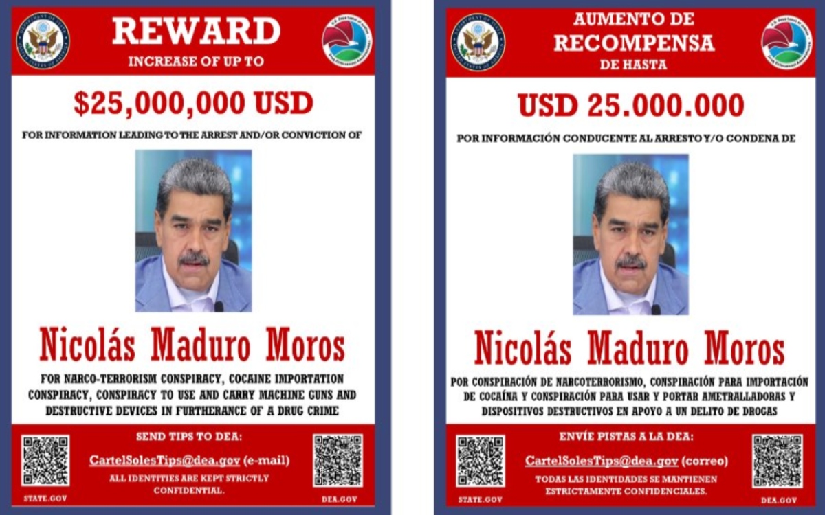 Confirmado: gobierno de Trump ofrece recompensa de 25 mdd por 'captura' de Nicolás Maduro