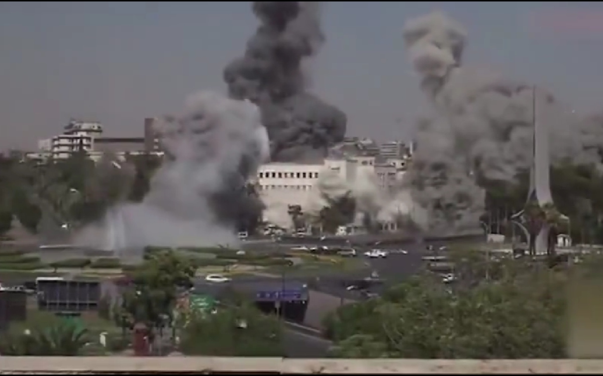 Video | Momento exacto del bombardeo israelí al Ministerio de Defensa de Siria