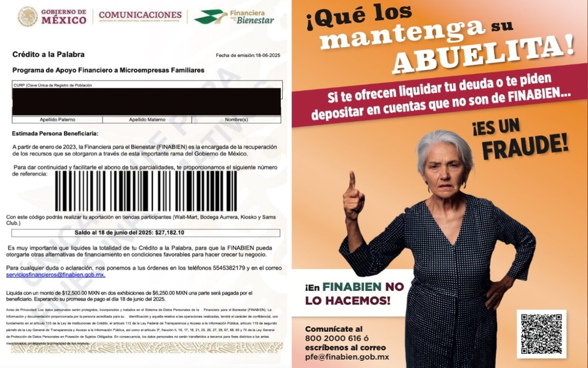 ¿Te ofrecen otro 'Crédito a la palabra' o 'Tanda del Bienestar'? Es un fraude: Finabien no perdona adeudos para dar un segundo apoyo