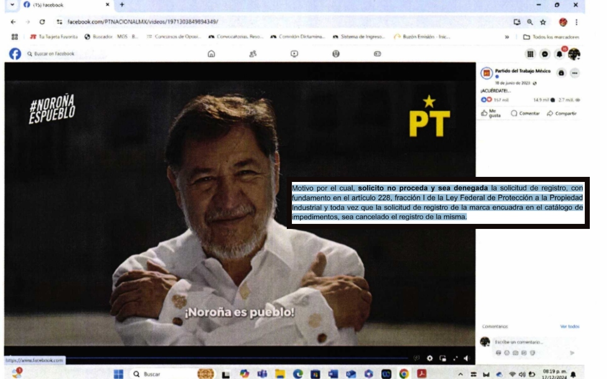 Cuando Noroña era 'Pueblo': el senador Fernández Noroña se opuso al registro de una frase son su apellido