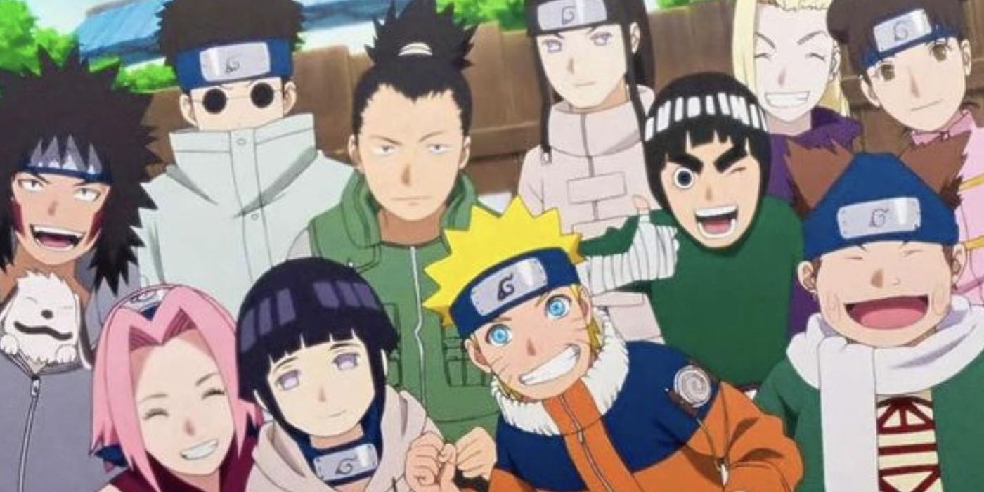 Naruto's Konoha 11 tomando una foto.