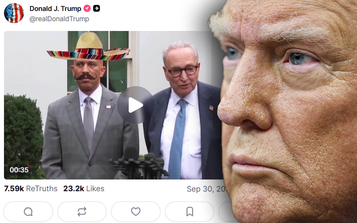 Cierre del Gobierno: Trump se burla de líderes demócratas en un video racista con mariachi, sombrero y bigote