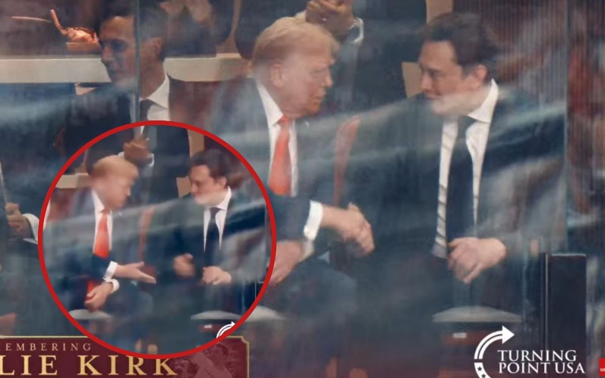 Donald Trump y Elon Musk se reencuentran y se dan la mano en el funeral de Charlie Kirk