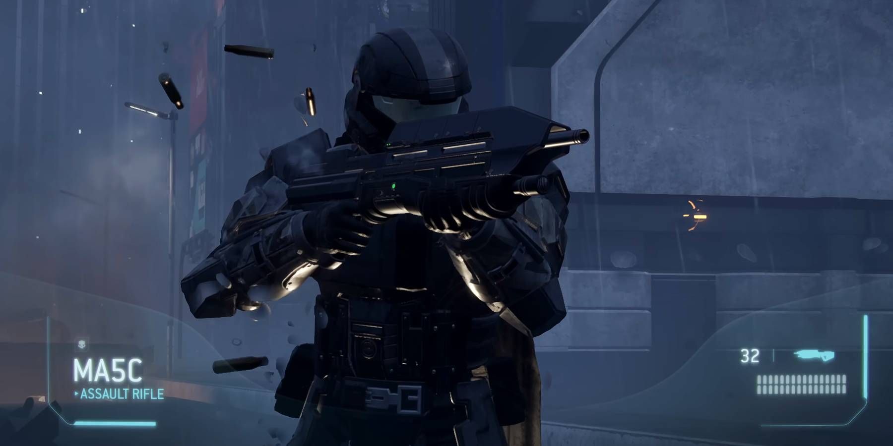 HellDivers 2 personaje usando el rifle de asalto MA5C de Halo: Odst