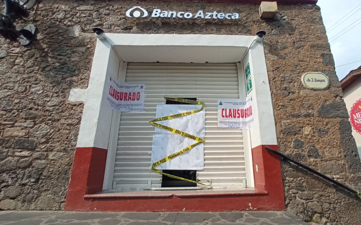 Niño de seis años lesionado de gravedad por caída de cortina en Banco Azteca de Tepoztlán