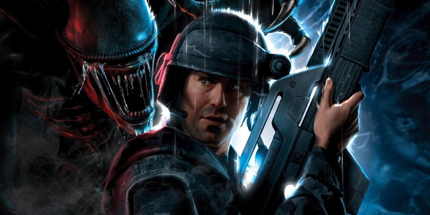 Un marine colonial que lucha contra xenomorfos