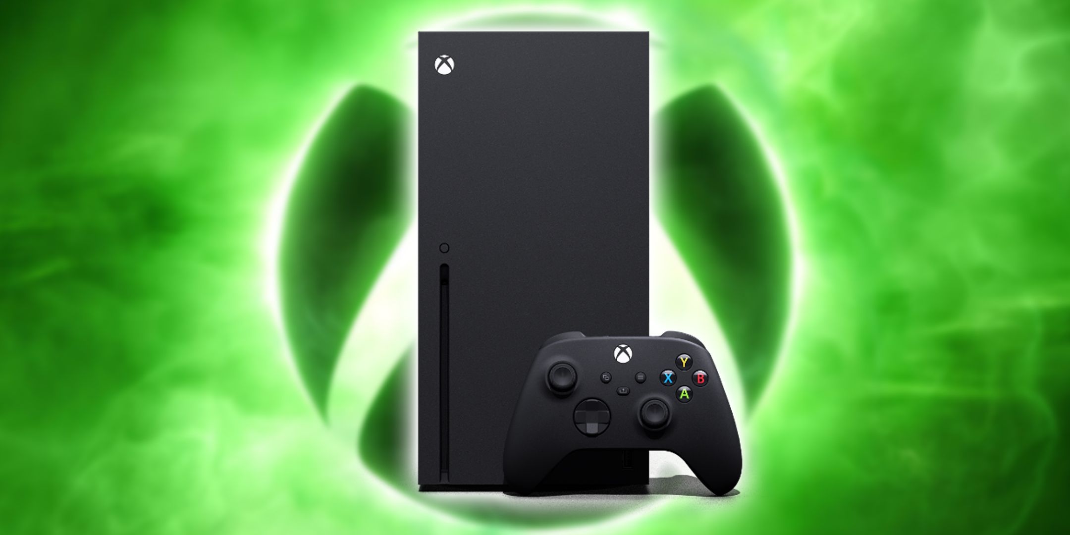 Xbox Series X Console frente al logotipo de Xbox