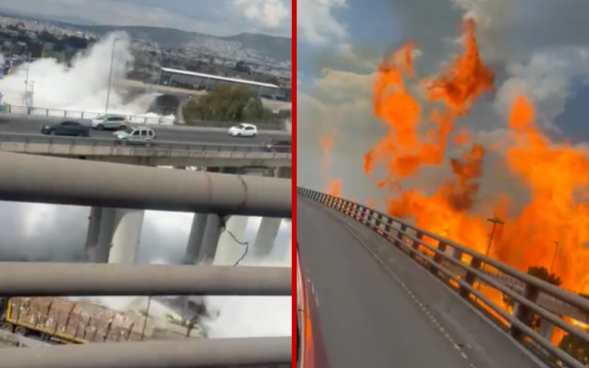 Videos | Terror desde lo alto de los puentes y dentro del transporte durante explosión de pipa en Iztapalapa