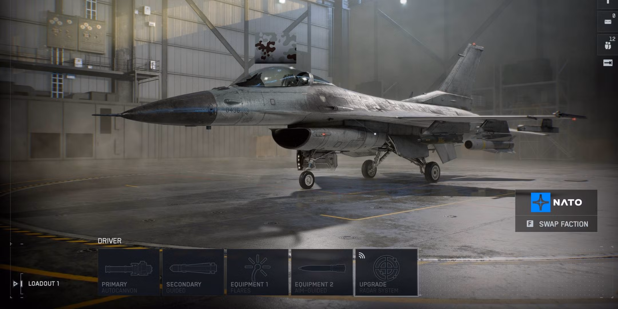 Pantalla de equipamiento de Battlefield 6 para el Attack Jet