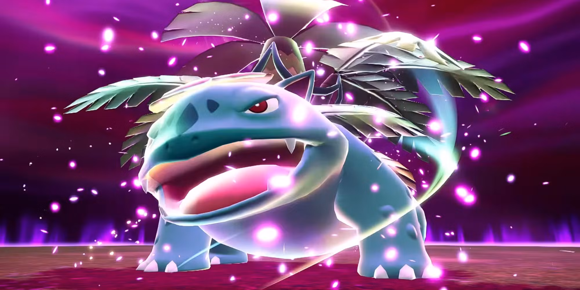 Un Mega Venusaur rebelde ruge en la batalla en Pokémon Legends ZA.