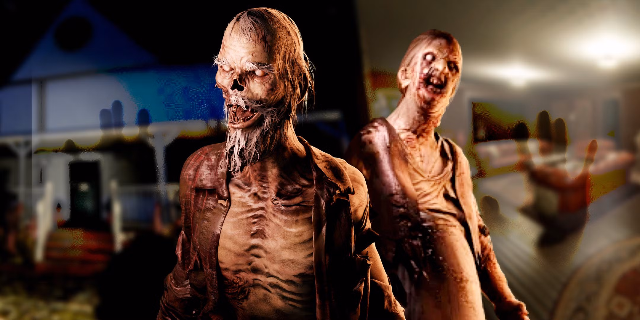 Fantasmas de phasmofobia con capturas de pantalla de la nueva mansión Bleasdale detrás de ellos-1