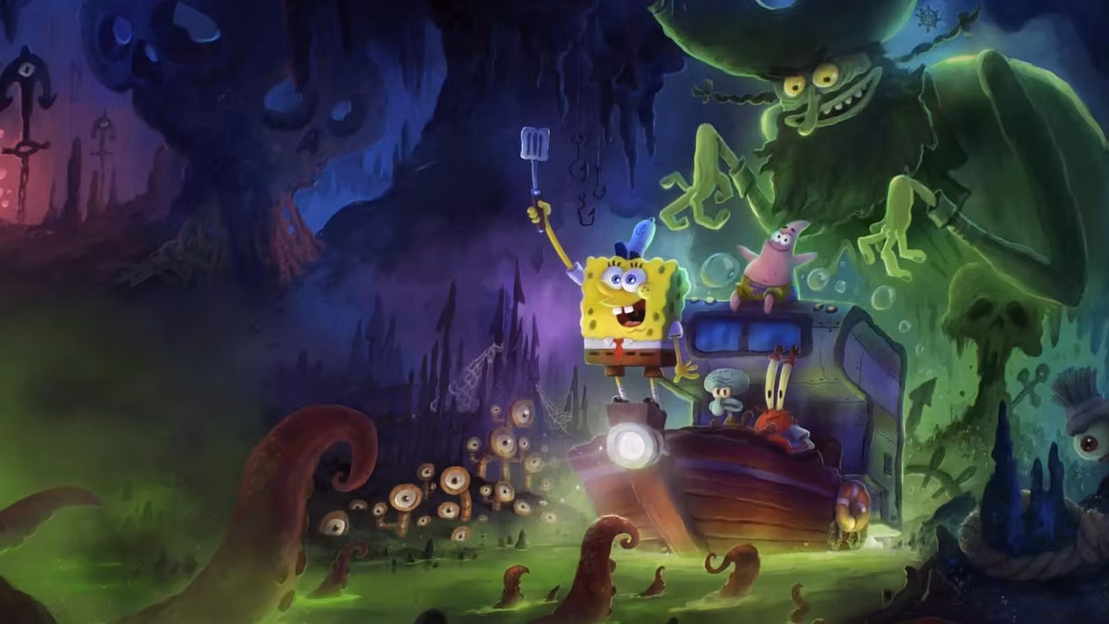 La película Bob Esponja: Busque la revisión de SquarePants: La aventura de Fry Cook en el inframundo es oro cómico exagerado