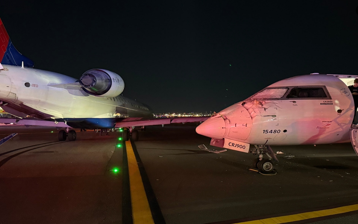 Chocan dos aviones de Delta en el Aeropuerto de Nueva York; reportan un herido