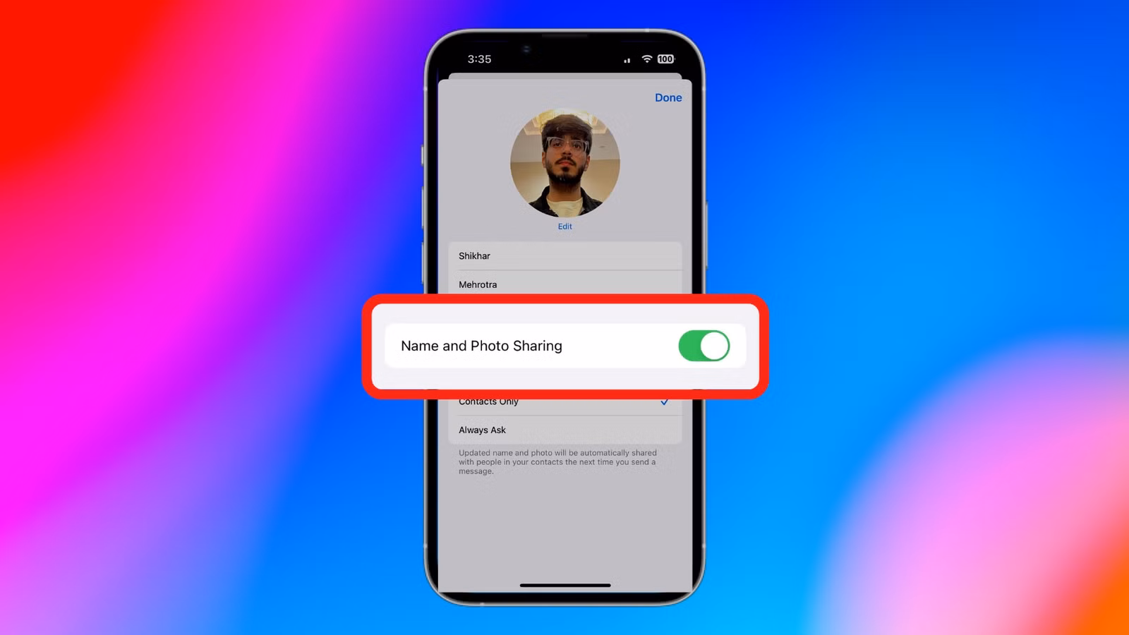 Cómo compartir su nombre y foto de perfil en iMessage