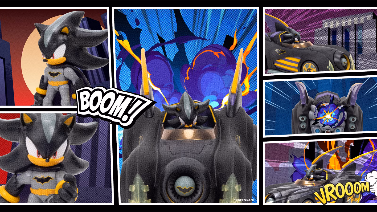 El crossover definitivo: Batimóvil DC x Sonic the Hedgehog con Shadow como Batman