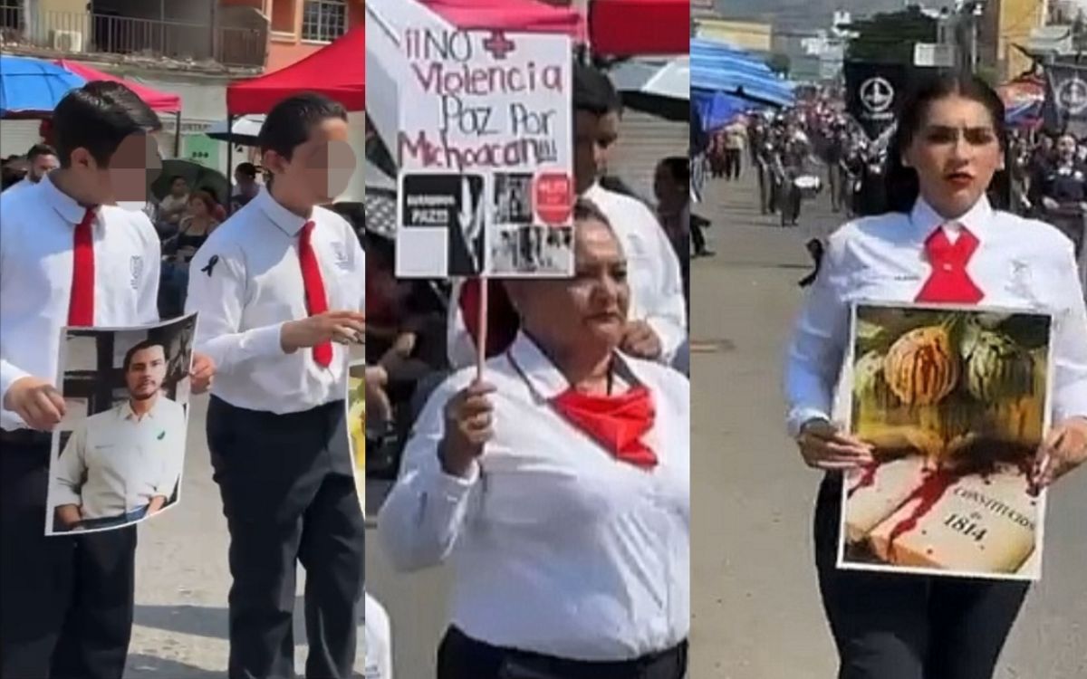 Protesta por asesinato de líder limonero opaca ceremonia del aniversario de la Constitución de Apatzingán