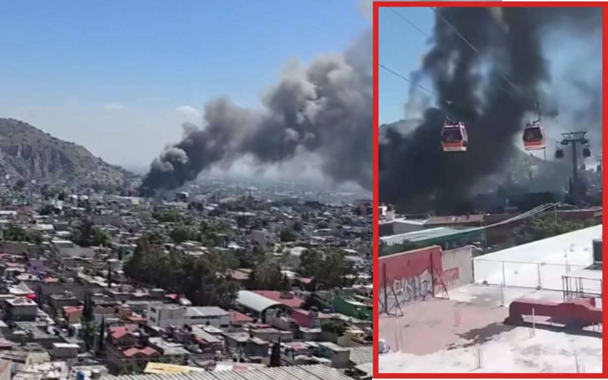 Se incendia fábrica de colchones en Ecatepec; estaciones de Mexicable son afectadas