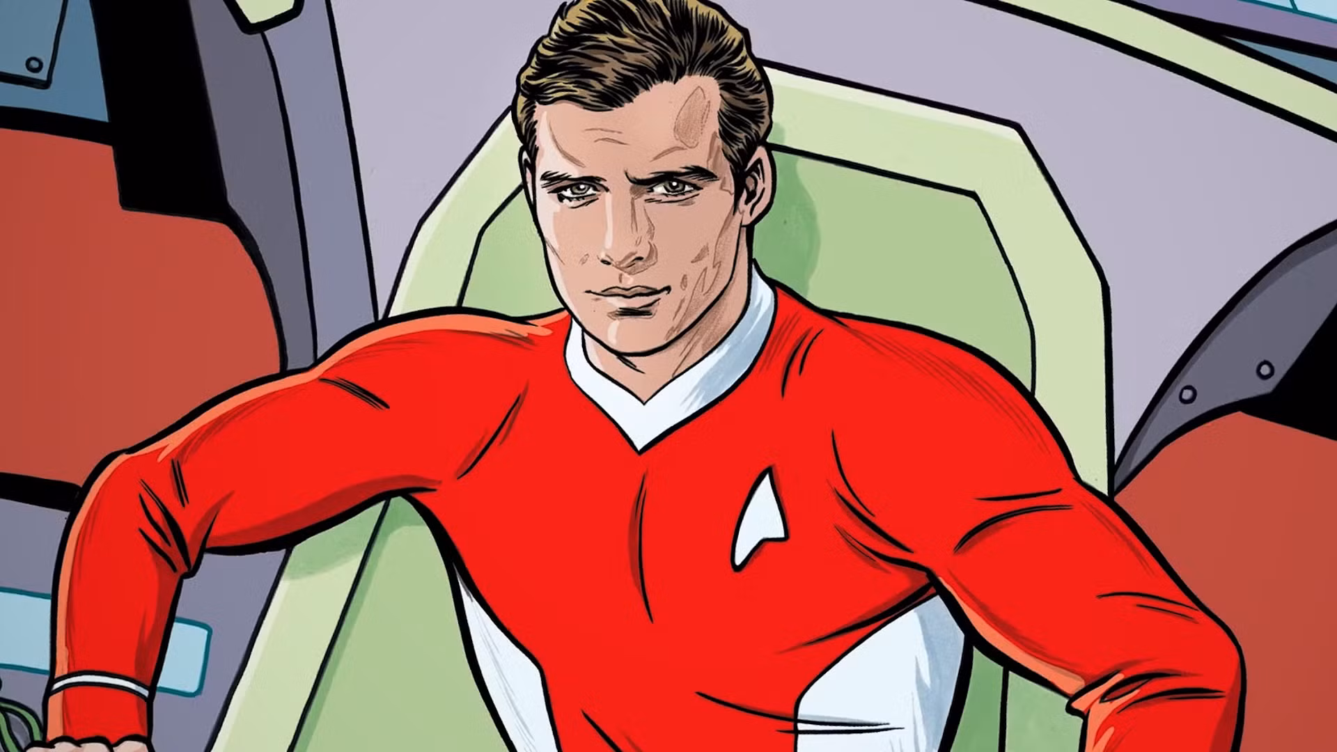 Capitán Kirk en arte cómico uniforme de Red Star Trek Last Starship